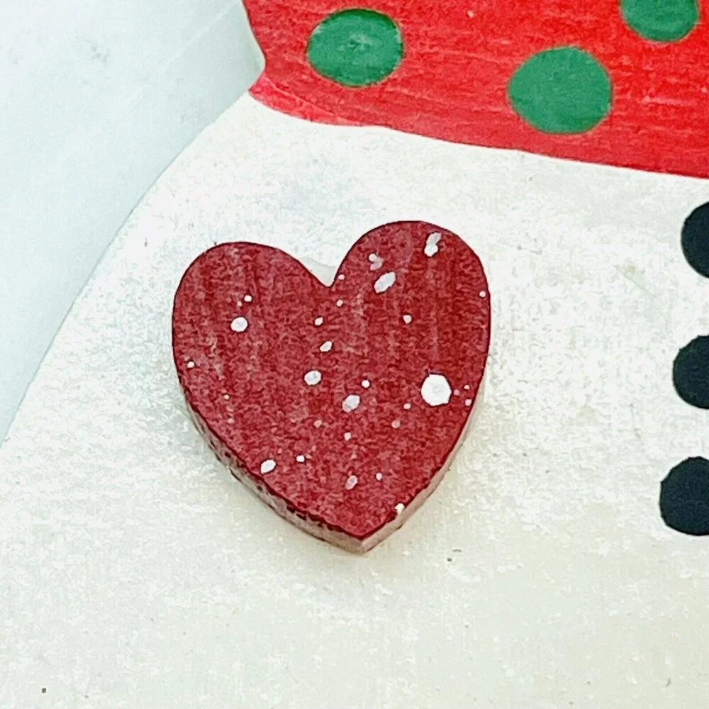 Vintage Christmas Ornament Snowman Scarf  Wood Handmade Hand Painted Dated 1994